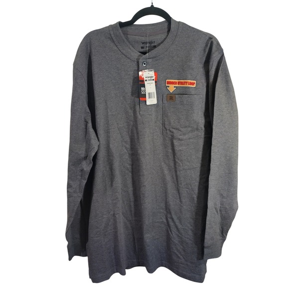 Wrangler Riggs Workwear Mens Gray Henley Long Sleeve Shirt 103W750CH LT Tall - Picture 6 of 6